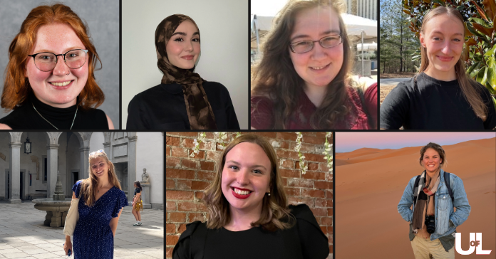 UofL grads win prestigious awards, including seven Fulbrights. L-R First row: Kaitlyn Purcell, Medina Aslan, Beverly Granger, Anna Hylen. Second row: Olivia Hanke, Abigail Stanger, Julie Barclay