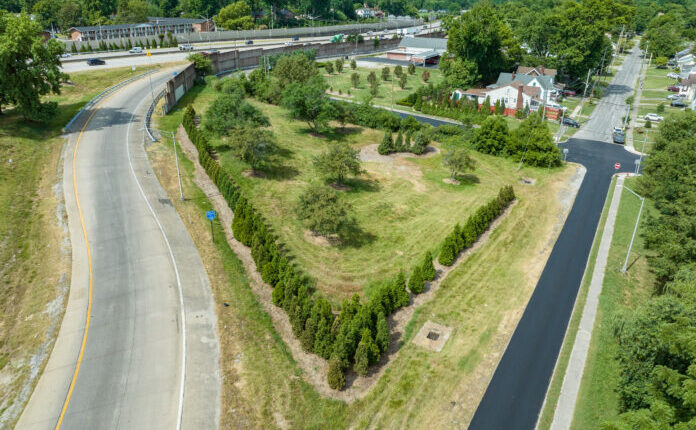 Trees planted along Watterson Expressway/Interstate 264 in Louisville, KY for the Green Heart Louisville Project. Photo by Mike Wilkinson for The Nature Conservancy.